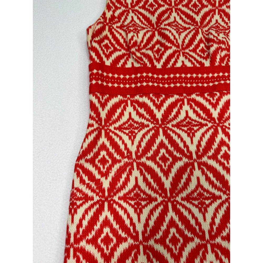 Jones New York Cotton Sheath Dress Ikat Print Orange Cream 4P Summer Event Work - Picture 5 of 14